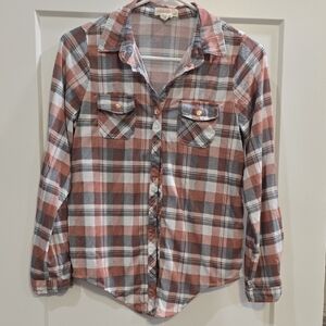 Passport Kids Plaid Button Down Shirt - Red, White, Black